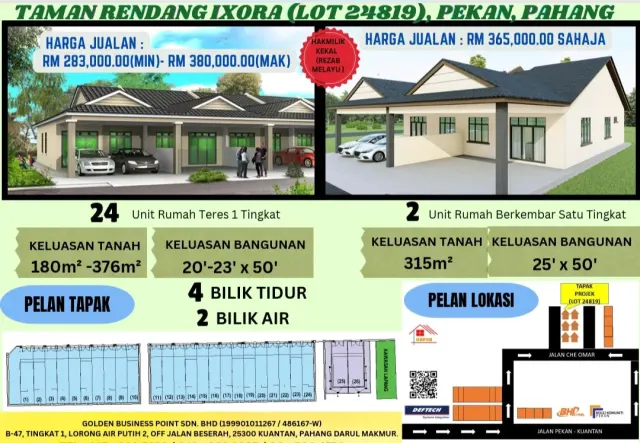 Teres Setingkat Taman Rendang Ixora, Peramu, Pekan.Fasa 3.