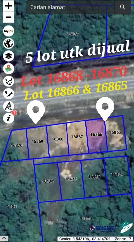 5 lot Tanah Lot Banglo Jalan Tegak 1, Mukim Kuala Pahang, Pekan.